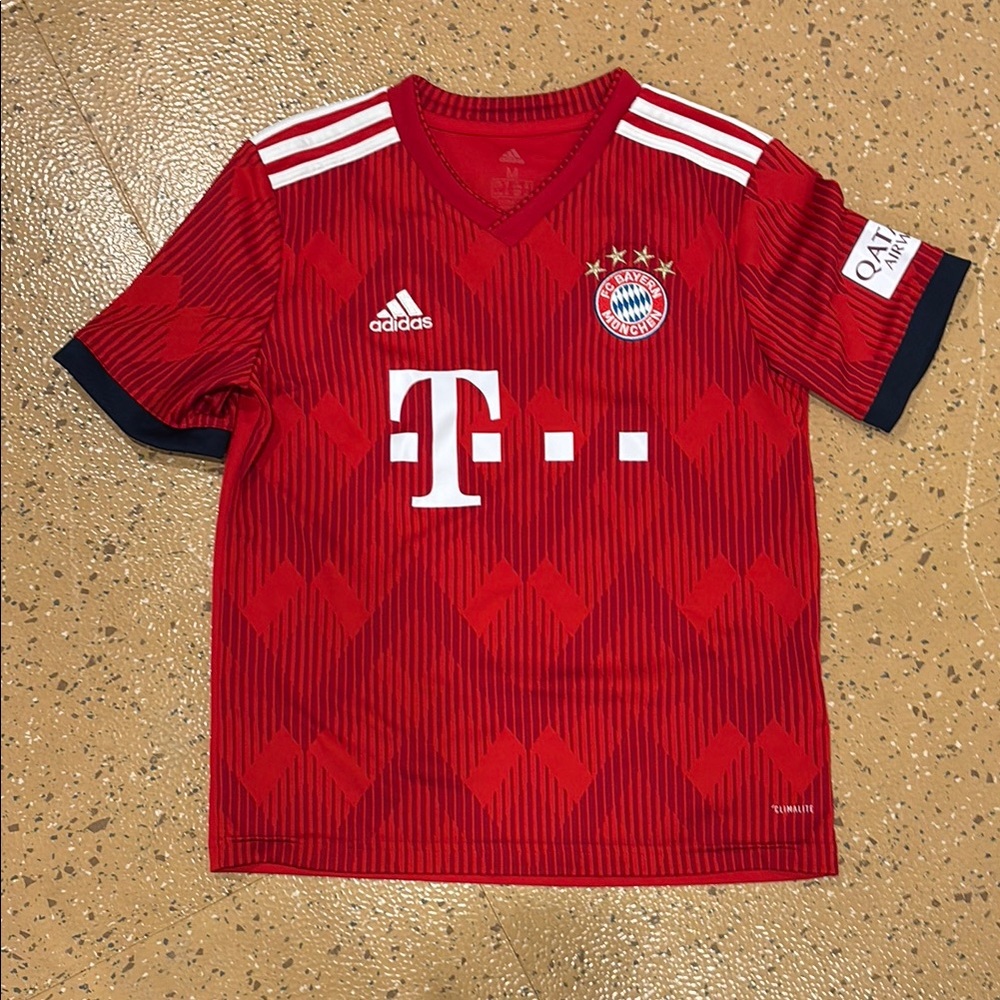 Adidas Red Soccer Jersey with Geometric Pattern